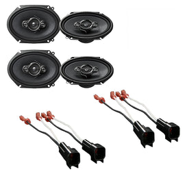 4 Pioneer 6 x 8" 4-Way Speakers + Wire Harness Speaker Connectors Fit Ford