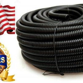 1/4" 100 Feet Split Wire Loom Conduit Corrugated Choose Hot Sizes Flex Cable Plastic Tube Lot