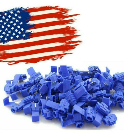 American Terminal  SPL1614B 100pcs 16-14 AWG Lock Quick Splice Wire Terminals Snap Lock Blue 16-14 AWG