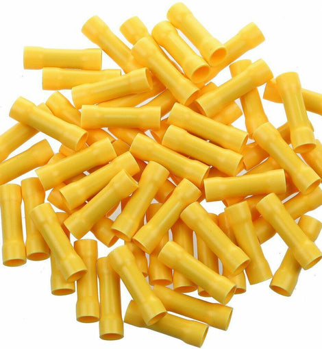 MK Audio KBCV1210Y 500 pcs 12 - 10 Gauge AWG Yellow insulated crimp terminals connectors Butt Connectors