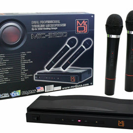 MR DJ MIC3250 Dual Channel Wireless Microphone System Set with 2 Handheld Mic