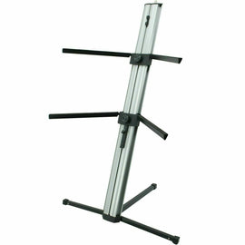 MR DJ KS1000 Professional 2-Tier Column Keyboard Stand Silver W 5/8" Mic Mount