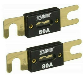 2 PACK 80 AMP ANL FUSE FUSES GOLD PLATED INLINE WAFER HIGH QUALITY HOLDER