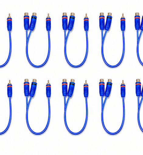 10 Absolute ABC-2F1M BLUE Y-Adapter 2Female to 1Male RCA Interconnect Audio Cable