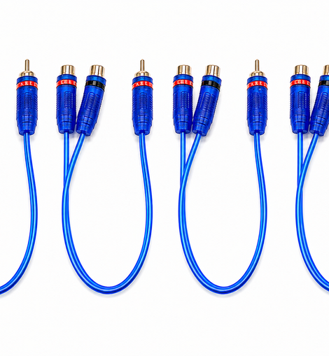 4 Absolute ABC-2F1M BLUE Y-Adapter 2Female to 1Male RCA Interconnect Audio Cable