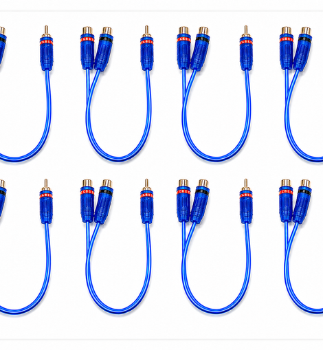 8 Absolute ABC-2F1M BLUE Y-Adapter 2Female to 1Male RCA Interconnect Audio Cable