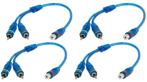 4 Absolute ABC-1F2M BLUE Y-Adapter 1F-2M RCA Interconnect Audio Cables