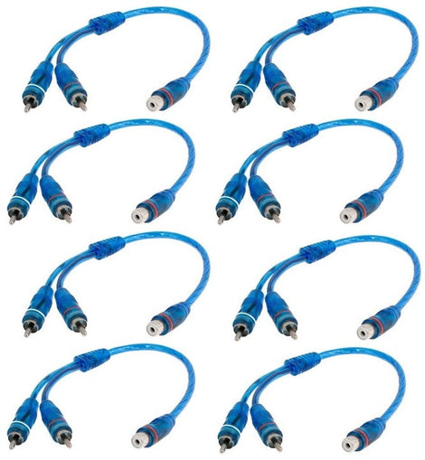 8 Absolute ABC-1F2M BLUE Y-Adapter 1F-2M RCA Interconnect Audio Cables