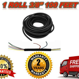 MR DJ 100 feet 3/8" black split wire loom polyethylene tubing cable conduit