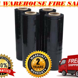 18" x 1500' 4 Rolls Pallet Wrap Stretch Film Hand Shrink Wrap 1500 SQ FEET Black