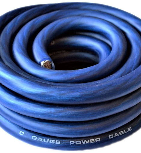 50 FEET PREMIUM 0 GAUGE BLUE POWER / GROUND WIRE CABLE 1/0 GAUGE CAR AUDIO