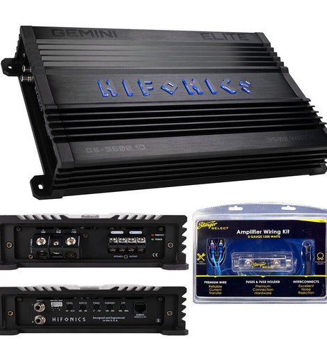 Hifonics GE3500.1D GEMINI ELITE 3500 Watt Peak Car Audio Subwoofer Mono Amplifier + AMP KIT