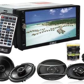 Absolute DD-3000 Double Din receiver 7" DVD CD MP3 player Double Din head unit car stereo with pioneer TS-G1620F, TS-G6930F speakers & TW600 tweeter