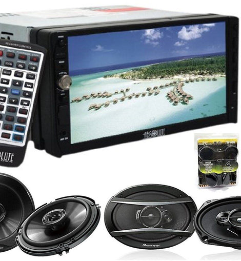 Absolute DD-3000 7-Inch Double Din Multimedia DVD Player With pioneer TS-G1620F 6.5