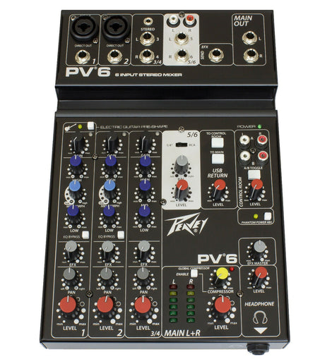 Peavey PV 6 Mixer - Ideal for Live Shows, Recording, Podcasting