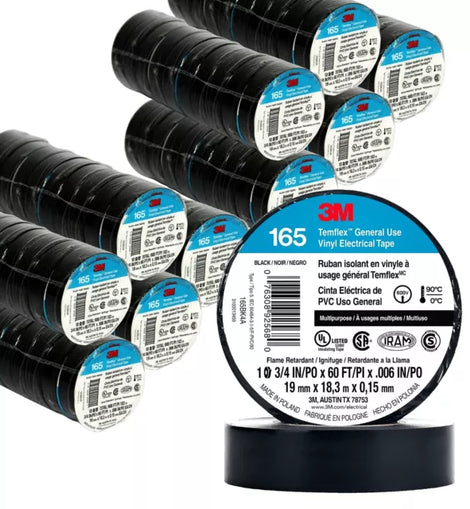 100 3M 1700 / 165 Temflex Insulated Vinyl Black Electrical Tape 3/4