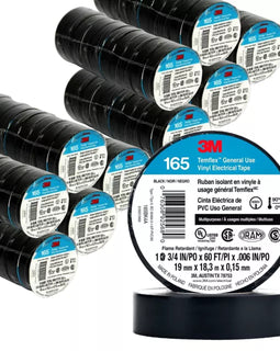 200 Rolls 3M 165 TEMFLEX 1700 Upgrade 3/4" Vinyl Black Electrical Tape