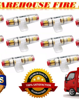 10 PACK AGU FUSE HOLDER 4 6 8 10 GAUGE IN LINE GLASS FUSES AWG WIRE GOLD