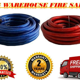 AT 50 FEE 0 GAUGE BLUE & RED POWER + GROUND WIRE CABLE 1/0 GAUGE CAR AUDIO