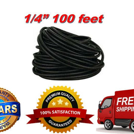 100 Ft 1/4" Split Wire Loom Conduit Polyethylene Tubing Black Sleeve Tube