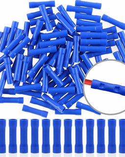 100pcs 16-14 Gauge Butt Insulated Splice Terminals Electrical Crimp Connectors
