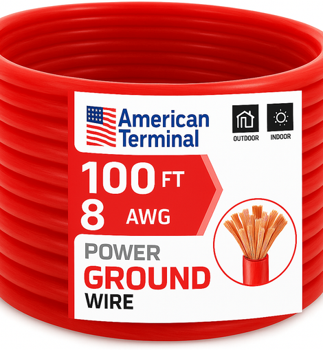 American Terminal ATP8G100RD 8GA 100' Red Power Ground Wire Car Audio Amplifier Marine Cable