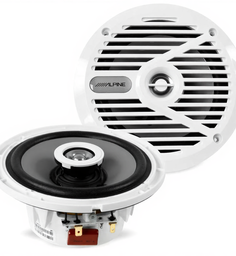 Alpine SPS-M601W 6.5” Coaxial 2-Way Marine Speaker with White Grilles
