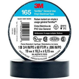 3M Temflex 1700 165 General Use Vinyl Electrical Tape, 36 yds Length x 3/4" Width, Black