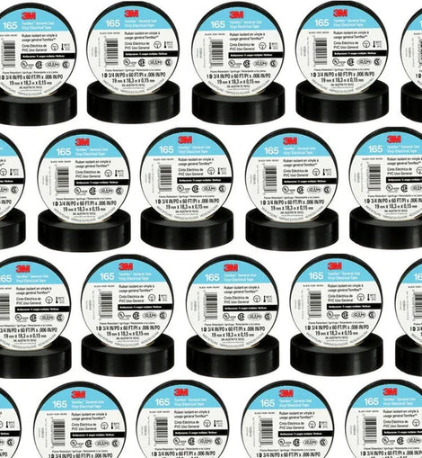 25 3M 165 Temflex 1700 Economy Grade Vinyl Electrical Tape, 3/4 in x 60 feet