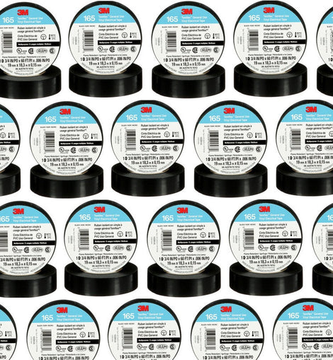 25 3M 1700 / 165 Temflex Insulated Vinyl Black Electrical Tape 3/4