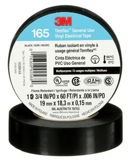 3M 165 Temflex 1700 Vinyl Electrical Tape, 3/4" x 60ft