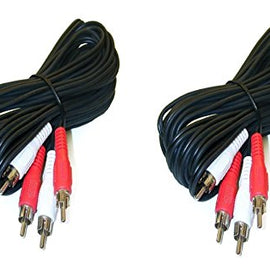 2 Pack, 12 Feet 2 RCA Male to Male Audio Cable (2 White/2 Red Connectors)