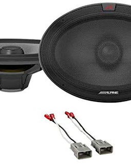 2 ALPINE R-S69.2 300 Watt 6x9" Car Audio Coaxial 2-Way Speakers Bundle with METRA 72-7800 Speaker Connector Harness For 1986-2011 Honda Civic