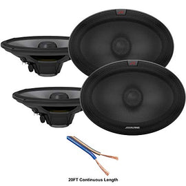 Alpine R-S69.2 Car Audio Type R Series 6x9 600 Watt Speakers - 2 Pair with 20' Speaker Wire