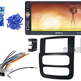 Absolute ABS95-6522B Bundle for Dodge Ram Pickup 1500 2002-2005 Double DIN Stereo Harness Radio Install Dash Kit