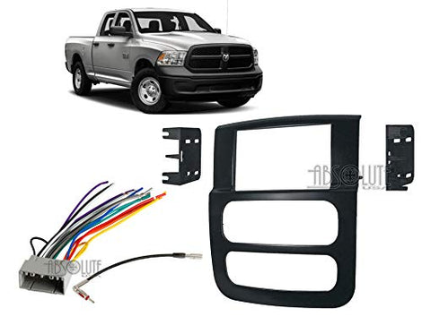 Absolute ABS95-6522B Fits Dodge Ram Pickup 1500 2002-2005 Double DIN Stereo Harness Radio Install Dash Kit