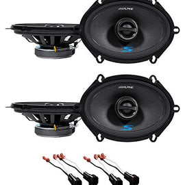 2 Pair Alpine S-S57 5x7" Rear & Front Factory Speaker Replacement Kit For 1999-2004 Ford F-250/350/450/550 + Metra 72-5600 Speaker Harness