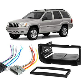 Absolute USA ABS99-6501-2 Fits Jeep Cherokee 1997-2001 Single DIN Stereo Harness Radio Install Dash Kit Package