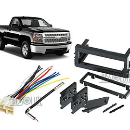 GMK345 Dash Kit Fit Select 1999-2005 Chevrolet Cadillac GMC Single DIN Stereo Bundle