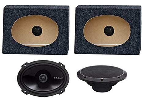 2 Rockford Fosgate P1692 6x9 150W Speakers + 2 Absolute Angled 6x9 Speaker Box