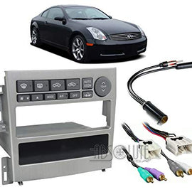 Absolute USA ABS99-7605A Fits Infiniti G35 Coupe 2005 2006 2007 Double DIN Stereo Harness Radio Install Dash Kit Package