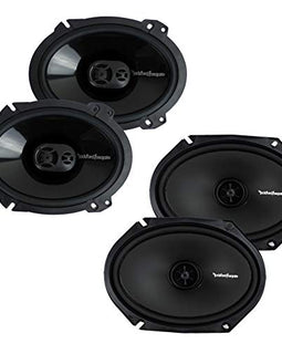 Rockford Fosgate P1683 6x8 Inch 130 Watt 3 Way Speakers (2 Pack) R168X2 6x8 Inch 110 Watt Prime 2 Way Speakers (2 Pack)