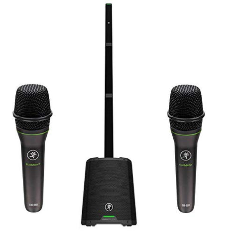 Mackie SRM-Flex Portable 1300W Column Speaker PA System With 2 Pack EM-89D Microphone