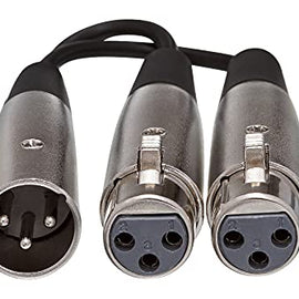 Hosa YXF-119 XLR3M to Dual XLR3F Y Cable, 6 Inch