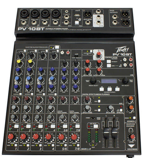 Peavey PV 10BT PV10BT Pro Audio Mixer With 4 Mic In, Bluetooth, USB, Compressor
