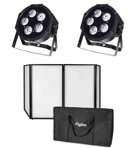 Headliner Santa Monica Portable DJ Facade with 2 WaferPar HEX 5 MKII Low Profile Wash Lights