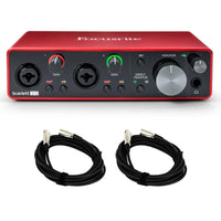Focusrite Scarlett 2i2 4rd Gen USB Interface w/ 2 3-Foot XLR Cables Bundle