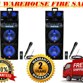 2 MR DJ SAPPHIRE Portable Dual 12" Karaoke PRO PA DJ Active Speaker Microphone