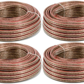 12 Gauge 25 FT Clear Speaker Wire 4 Pack Deal Copper Clad Stranded Wire