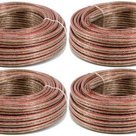 4 Pack 12 Gauge 25 FT Clear Speaker Wire Copper Clad Stranded Wire